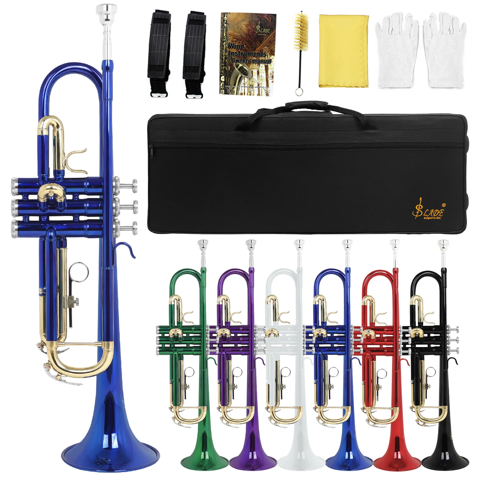 Gold-Plated Bb Trumpet with Case and Mouthpiece 14 Gold-Plated Bb Trumpet with Case and Mouthpiece - Image 14