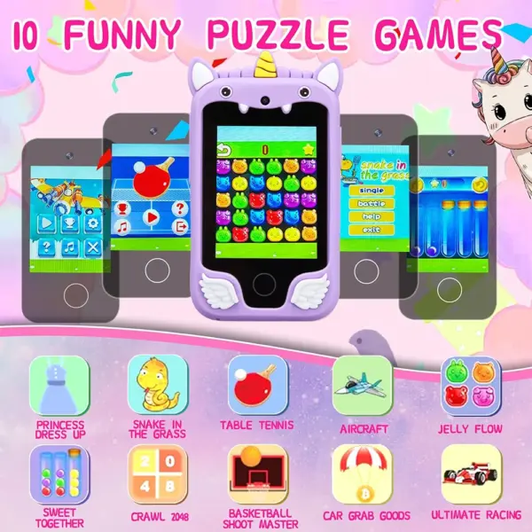 Kids Unicorn Smart Phone Toy with Camera and Games - Image 4