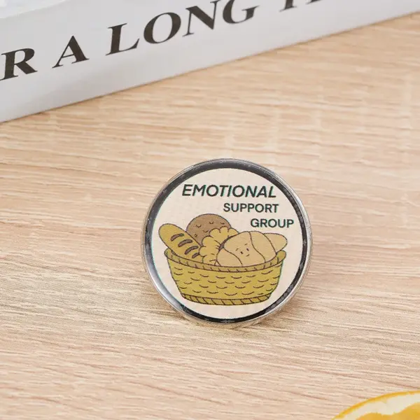 Emotional Support Pin Badge with Bread Basket Design - Image 2