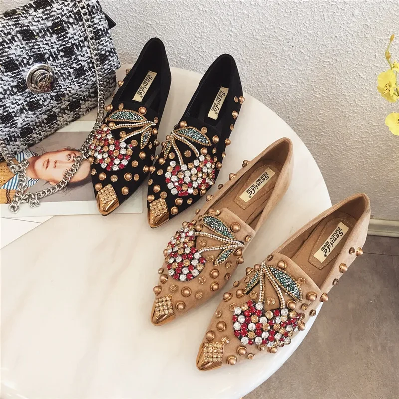 Elegant Pointed Toe Women Flats with Rhinestones 2 Elegant Pointed Toe Women Flats with Rhinestones - Image 2