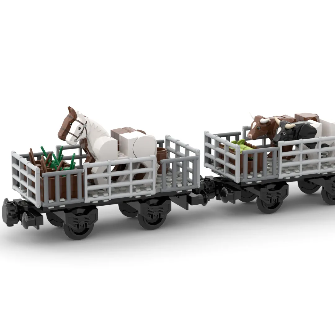 Horse Cargo Train Car Model with Barn Structure 5 Horse Cargo Train Car Model with Barn Structure - Image 5