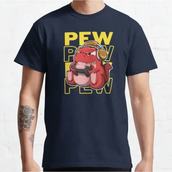 Pew Pew Dinosaur T-Shirt for Men - Image 5