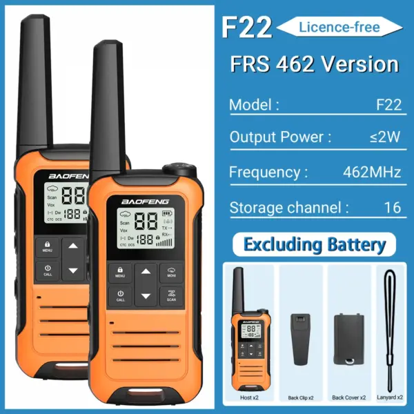 2PCS Baofeng F22 Portable Walkie Talkie Set - Image 13