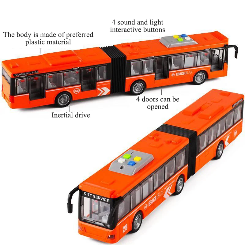 Large Die-Cast Articulated Bus Model for Kids 4 Large Die-Cast Articulated Bus Model for Kids - Image 4