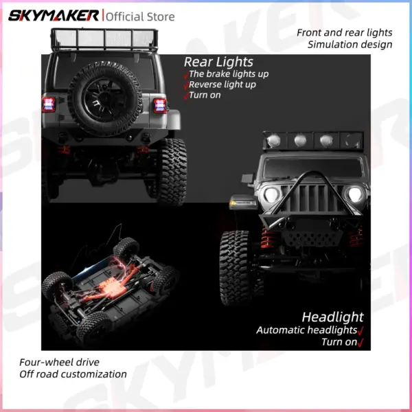 1/12 MN128 4WD RC Jeep Model with LEDs - Image 2