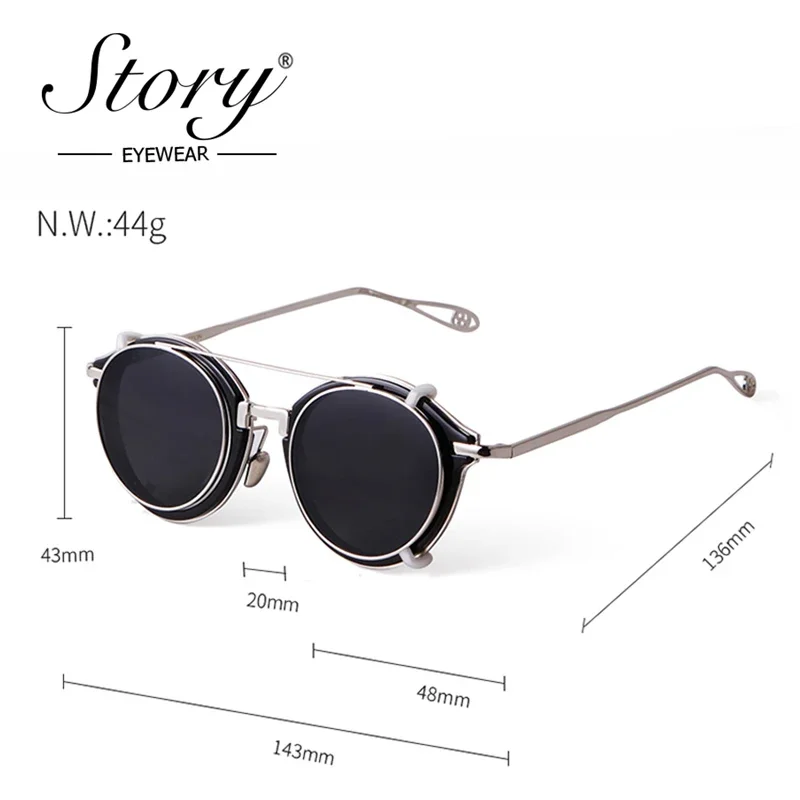 Vintage Steampunk Round Clip-on Sunglasses Men S1810 5 Vintage Steampunk Round Clip-on Sunglasses Men S1810 - Image 5