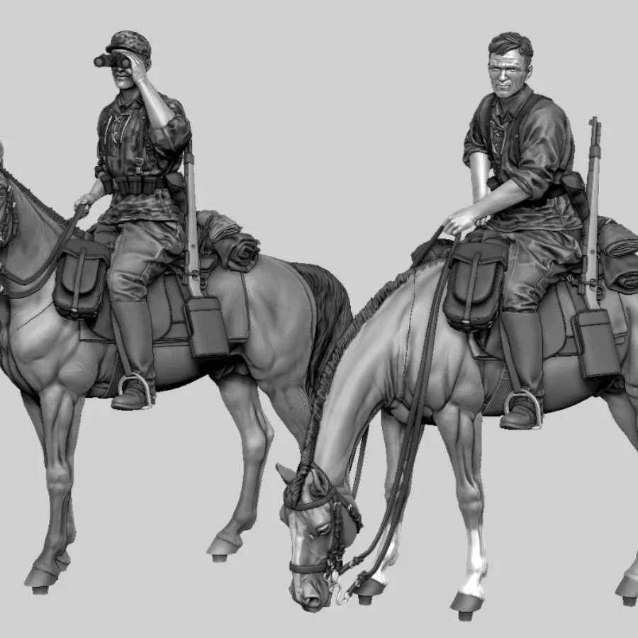 1/35 Scale Unassembled Resin Cavalry Figurine Kit 2 1/35 Scale Unassembled Resin Cavalry Figurine Kit - Image 2