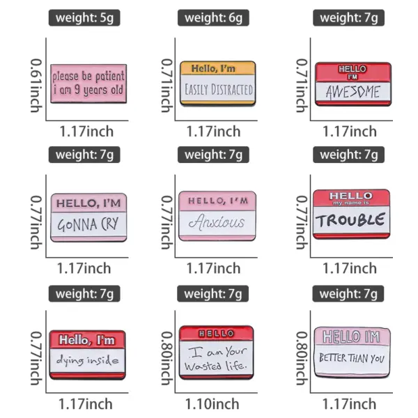 Hello I'm Enamel Pins Custom Brooches Stack - Image 4