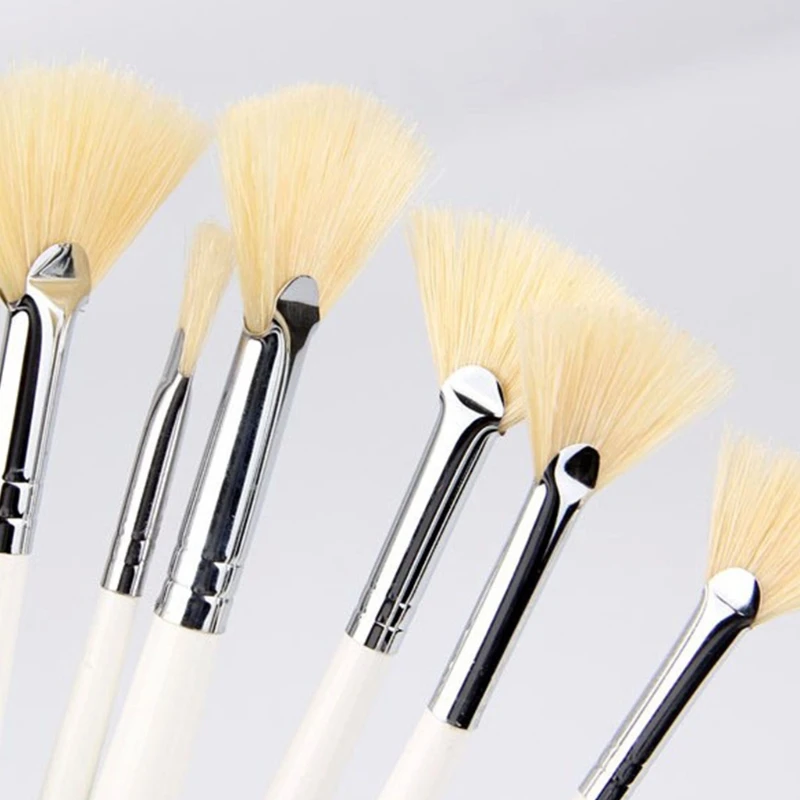 6Pcs Fan Shaped Bristle Paintbrush Set 4 6Pcs Fan Shaped Bristle Paintbrush Set - Image 4