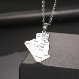 Algeria Map Stainless Steel Necklace for Women 10 S664e9c4269cf4116a61504bfde6084eft