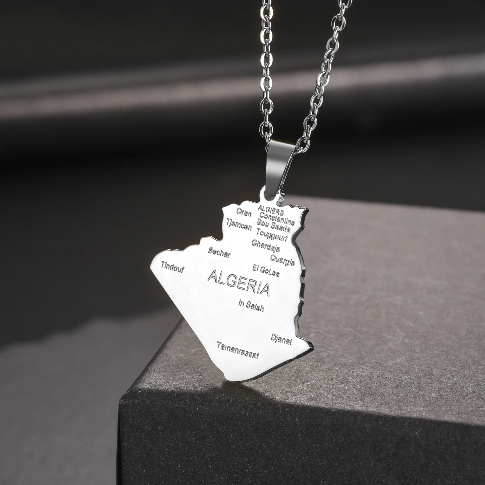 Algeria Map Stainless Steel Necklace for Women 4 Algeria Map Stainless Steel Necklace for Women - Image 4