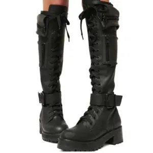 Women’s Gothic Zipper Knee High Boots with Chunky Heel 14 S67e760e8d0b841b7bbb68219d4ca72afg