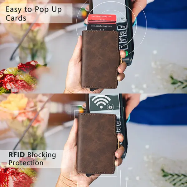 RFID Blocking PU Leather Pop Up Wallet - Image 4