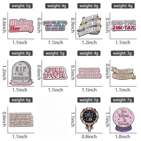 Feminist Enamel Pin Custom Girl Power Brooch - Image 5