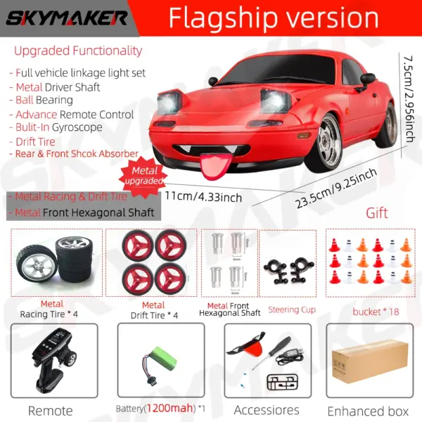 1/18 Scale RC Drift Car Mazda MX5 with Gyro - Image 11