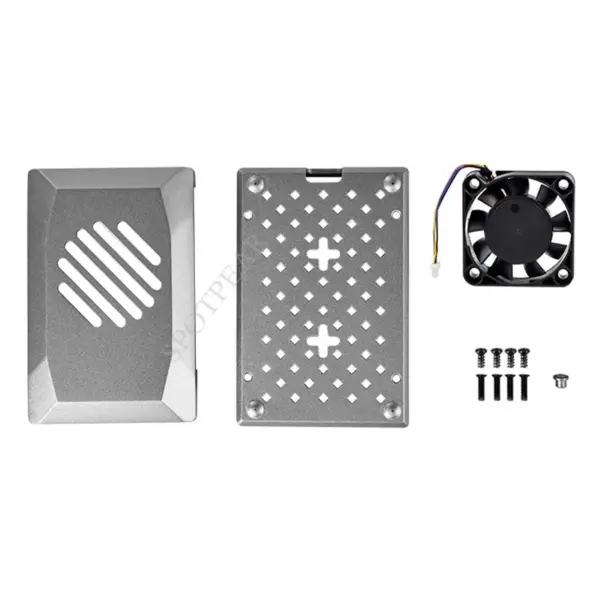 Raspberry Pi 5 Silver ABS Case with PWM Fan - Image 2