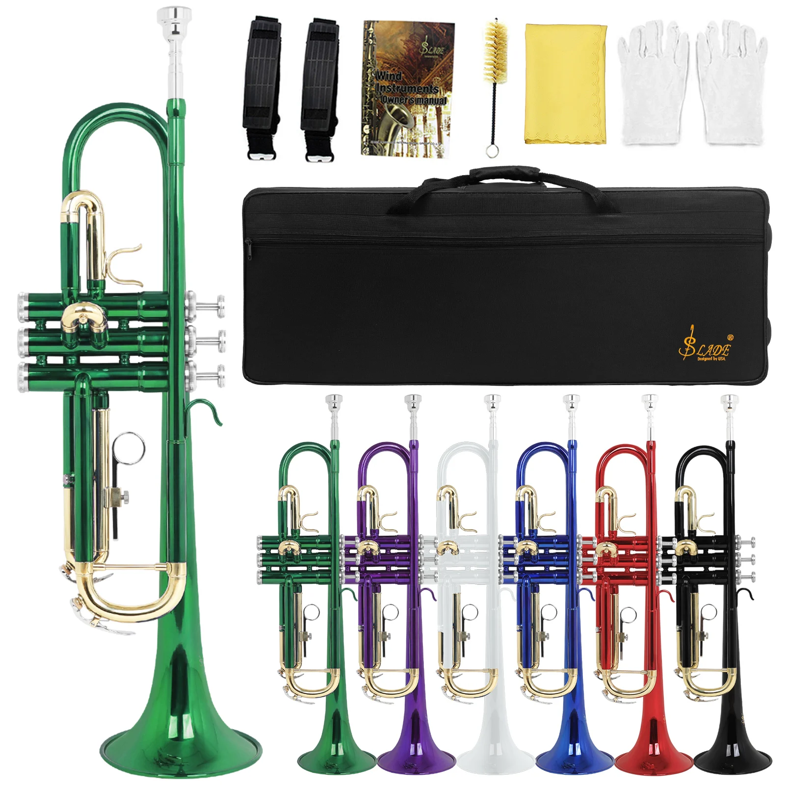 Gold-Plated Bb Trumpet with Case and Mouthpiece 10 Gold-Plated Bb Trumpet with Case and Mouthpiece - Image 10