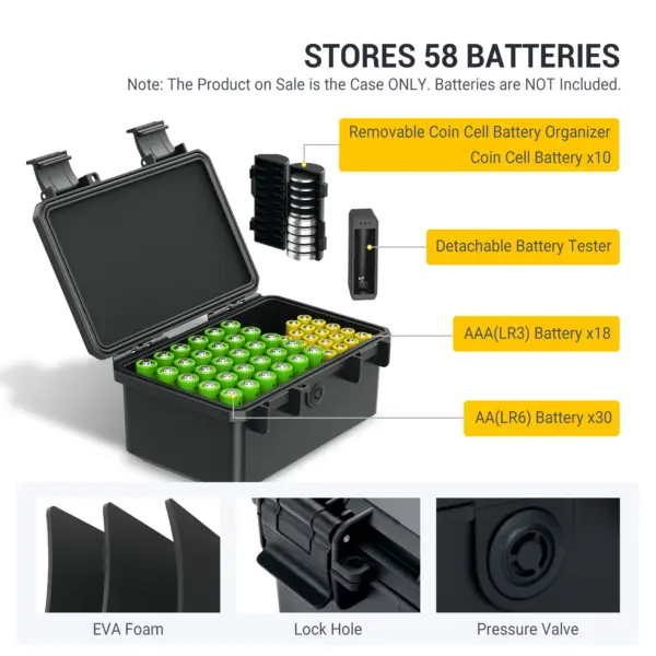 Waterproof Battery Storage Case with Tester - Image 2