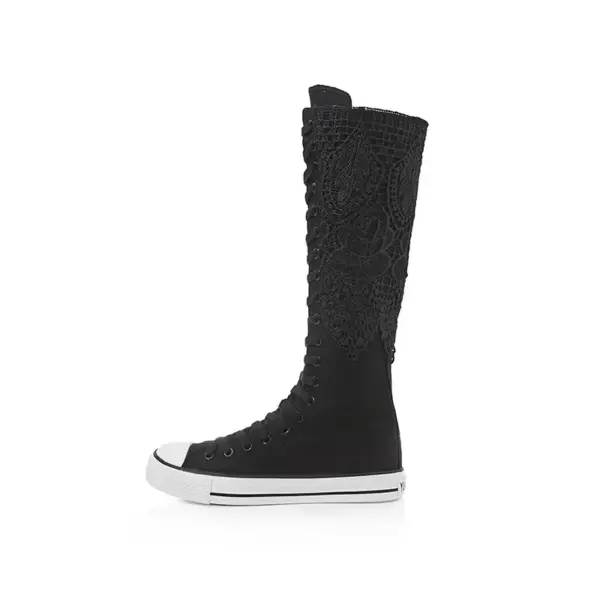 Spring Women's Canvas High-Top Sneakers and Boots - Image 7