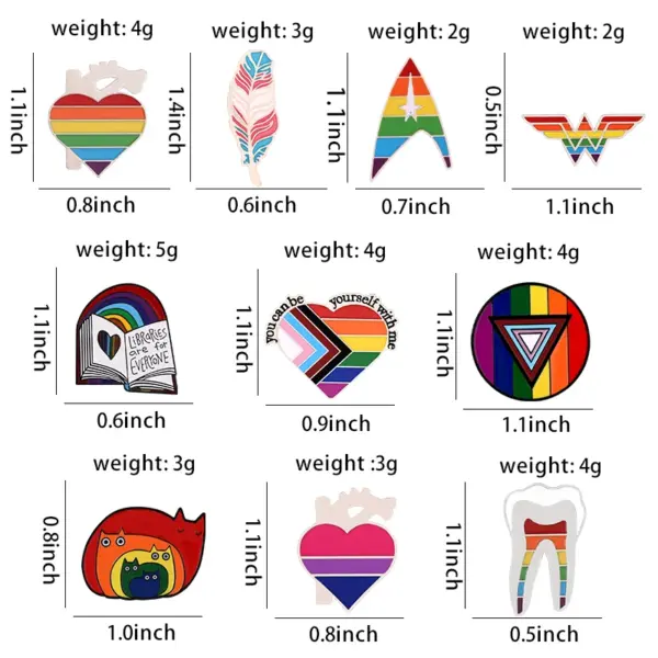 Rainbow Heart Shape Pride Lapel Pin - Image 4