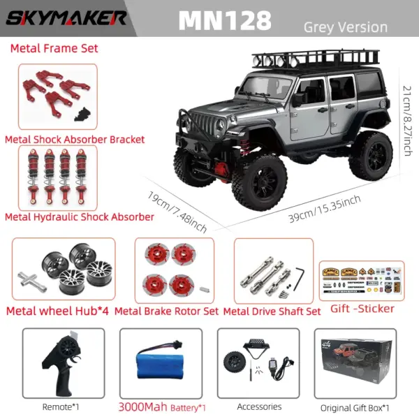 1/12 MN128 4WD RC Jeep Model with LEDs - Image 14