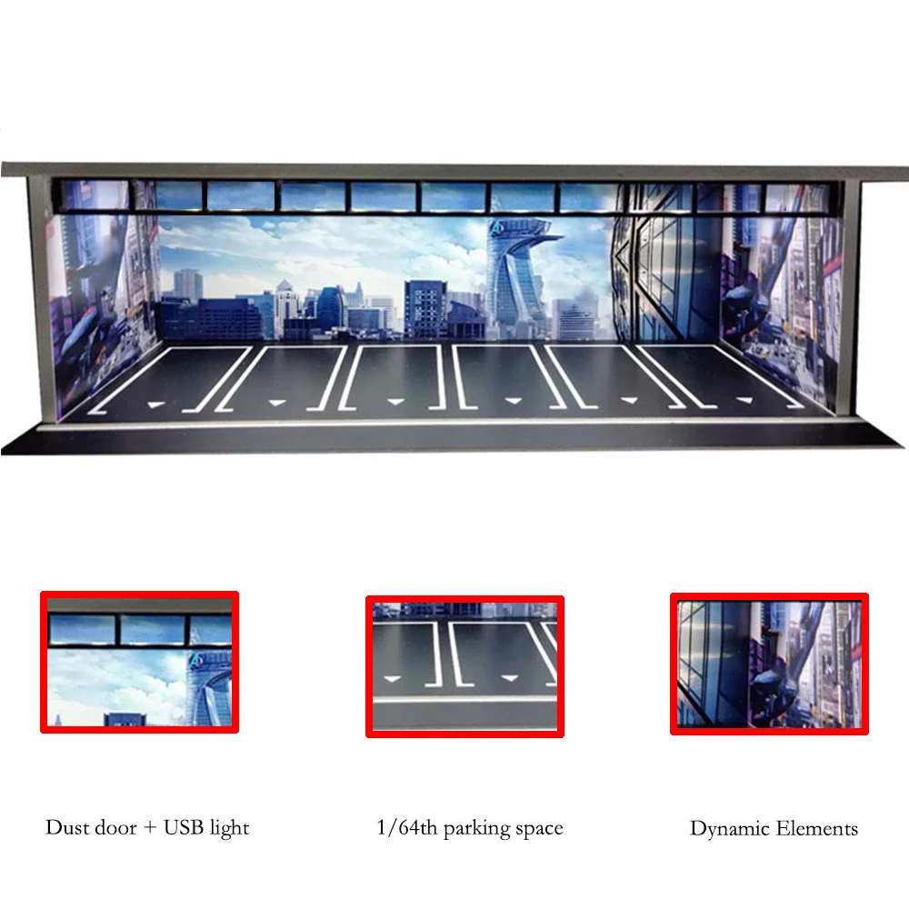 1/64 Scale LED Double-Deck Car Garage Diorama 9 1/64 Scale LED Double-Deck Car Garage Diorama - Image 9