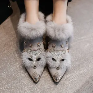 Women Ankle Boots with Crystal Fox Head Details 9 S6e03be7f402343b7b196b6aa84ac6a24e
