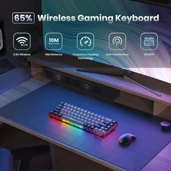 Wireless Rechargeable Gaming Keyboard 68 Keys - Image 2