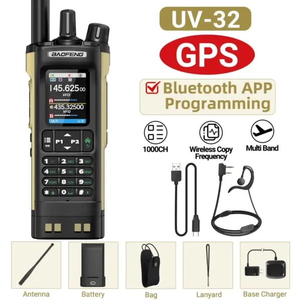 Baofeng UV-32 GPS Walkie Talkie 10W with Bluetooth - Image 10