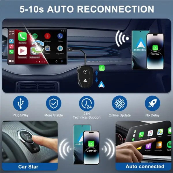 2-in-1 Wireless Carplay Adapter for iPhone & Android - Image 4