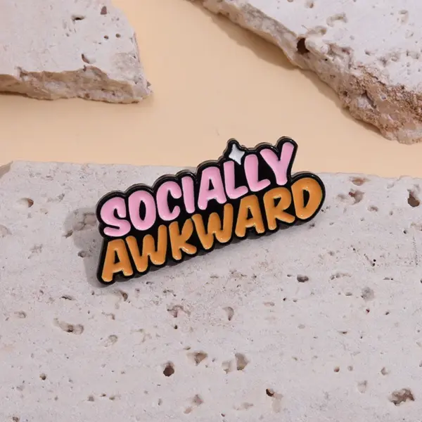 Socially Awkward Enamel Pins Unisex Badge - Image 5