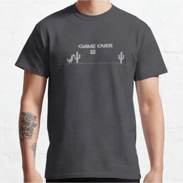 Trex Cactus Cartoon Pixel T-Shirt for Men Large - Image 3