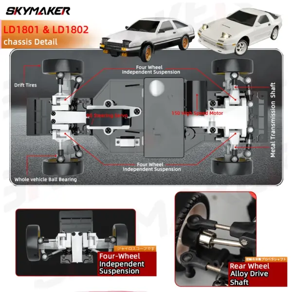 1:18 RC Drift Car AE86 RX-7 with Remote - Image 4
