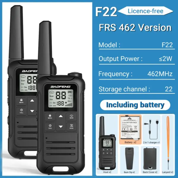2PCS Baofeng F22 Portable Walkie Talkie Set - Image 8