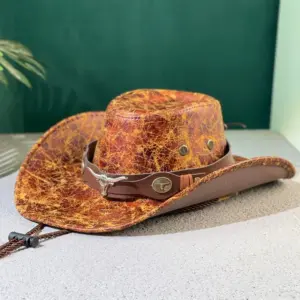 Vintage Faux Leather Western Cowboy Hat for Adults 20 S72576dcfbf8741c8b74f0f900655dd550