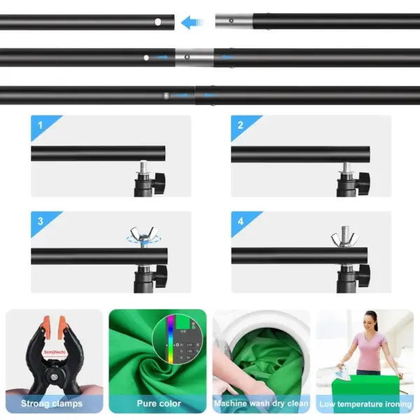 2x2m Green Screen Photo Studio Setup Kit - Image 4