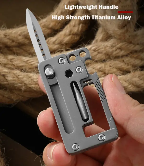 5-in-1 Titanium Folding Multitool Keychain Knife - Image 6