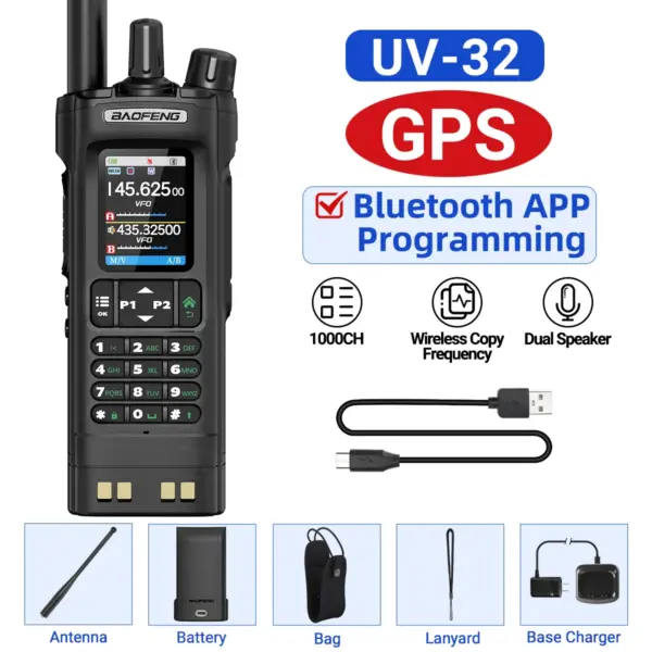 BAOFENG UV-32 GPS Walkie Talkie 10W with Bluetooth - Image 12