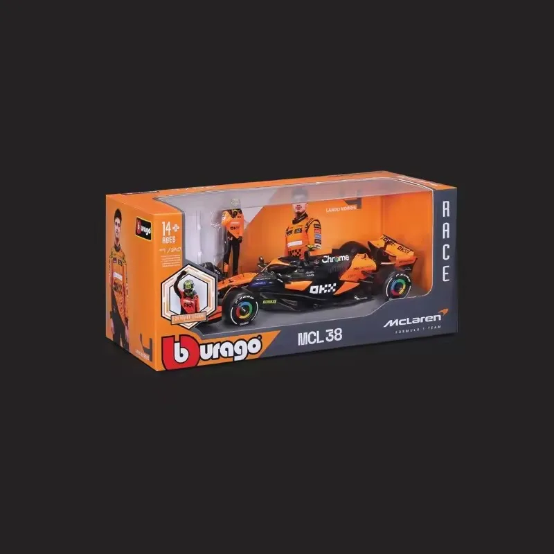 Bburago 1:24 Mclaren Mcl38 Miami Gp Diecast Model 5 Bburago 1:24 Mclaren Mcl38 Miami Gp Diecast Model - Image 5