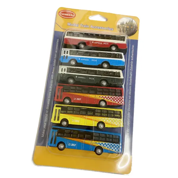 Evemodel 6pcs N Scale Diecast Bus Set BS150 - Image 5