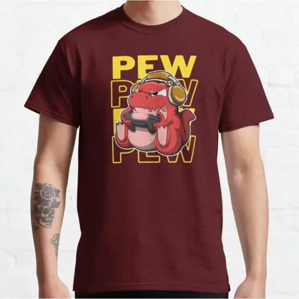 Pew Pew Dinosaur T-Shirt for Men - Image 3