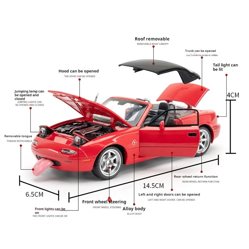 1:32 Scale Mazda MX5 Alloy Model Car 4 1:32 Scale Mazda MX5 Alloy Model Car - Image 4