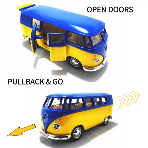 1:36 VW T1 Bus Pullback Diecast Toy Car - Image 2