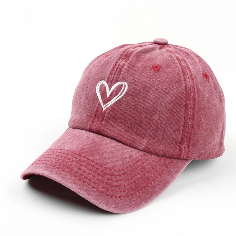 Retro Washed Distressed Love Embroidered Baseball Cap 9 Retro Washed Distressed Love Embroidered Baseball Cap - Image 9