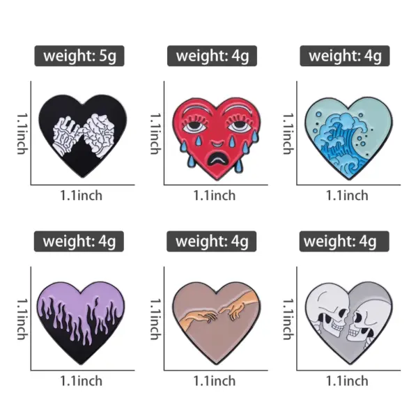 Heart Shape Ocean Wave Tears Brooch Piercing - Image 4