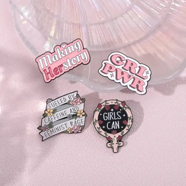 Feminist Enamel Pin Custom Girl Power Brooch - Image 3