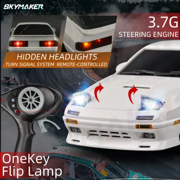 1:18 RC Drift Car AE86 RX-7 with Remote - Image 3