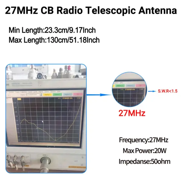 ABBREE 27MHz Telescopic CB Antenna for Handheld Radios - Image 2