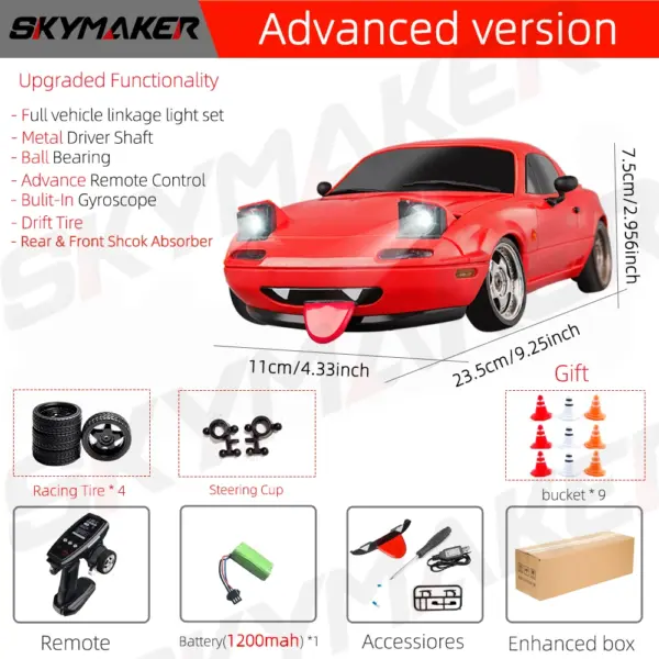 1/18 Scale RC Drift Car Mazda MX5 with Gyro - Image 17