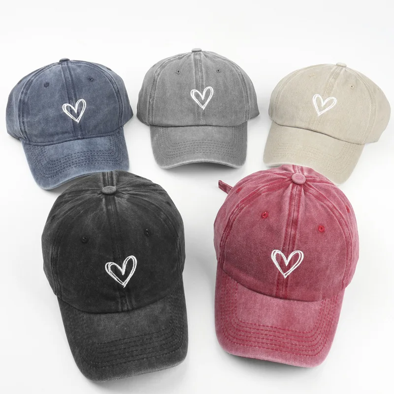 Retro Washed Distressed Love Embroidered Baseball Cap 3 Retro Washed Distressed Love Embroidered Baseball Cap - Image 3